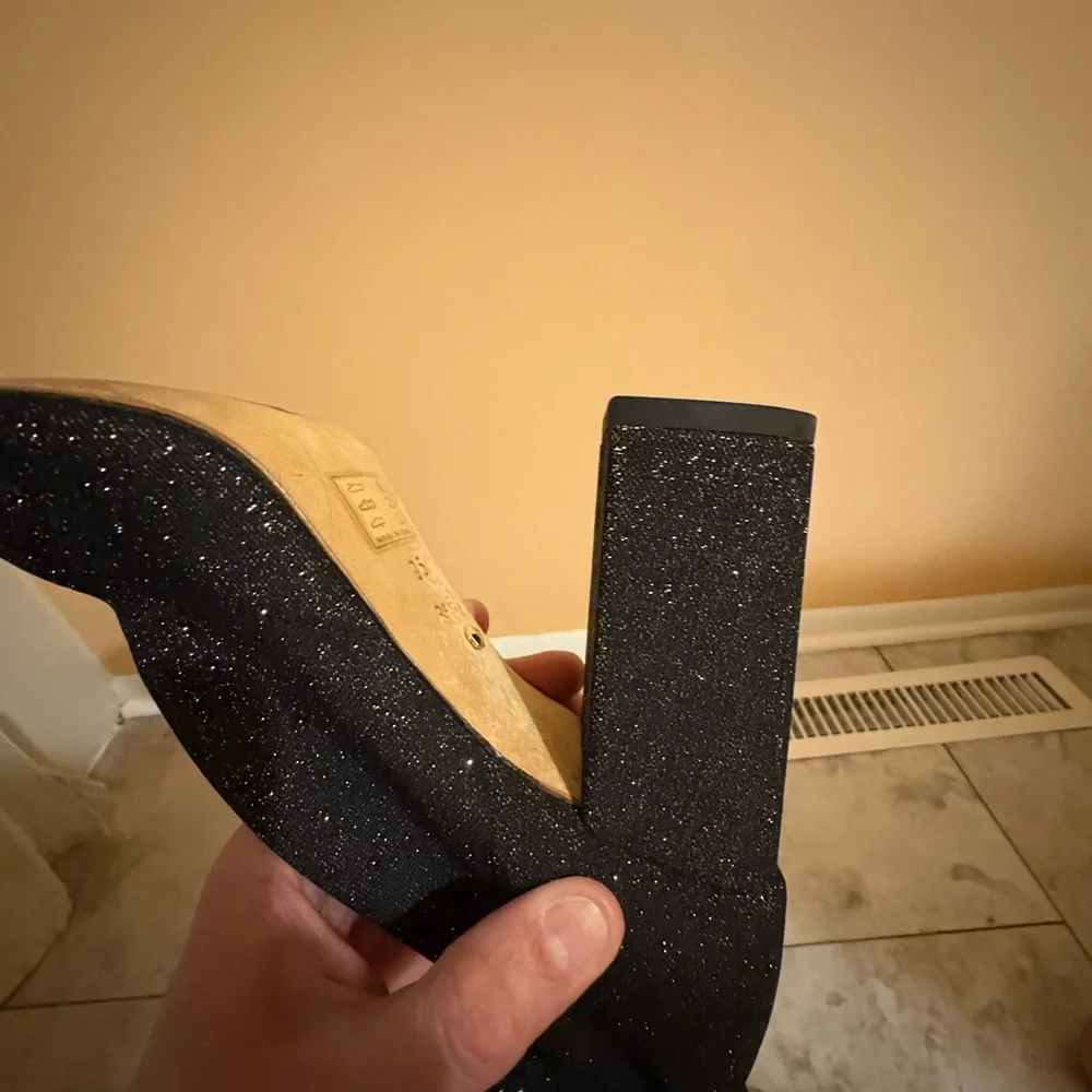 Raye x Revolve Farley Over the Knee Black Sparkly Boots
